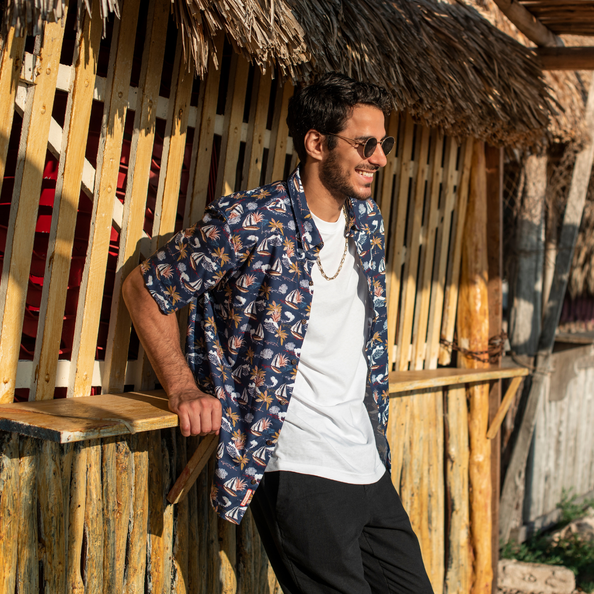 Camisa hawaiana manga corta Athenea