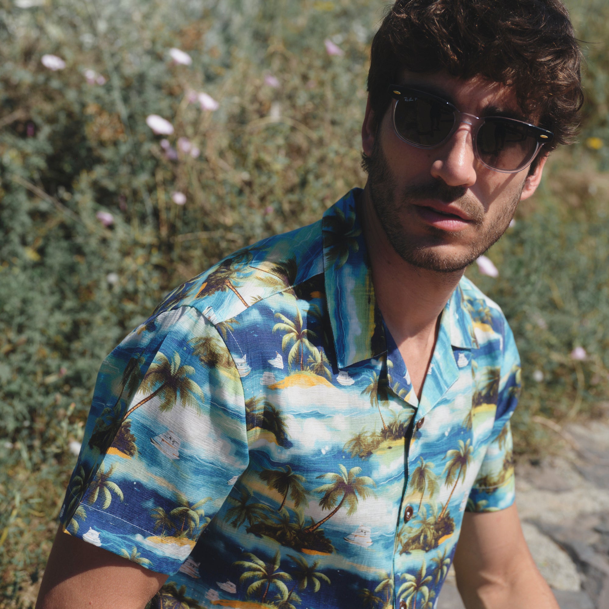 Camisa hawaiana manga corta Green Island