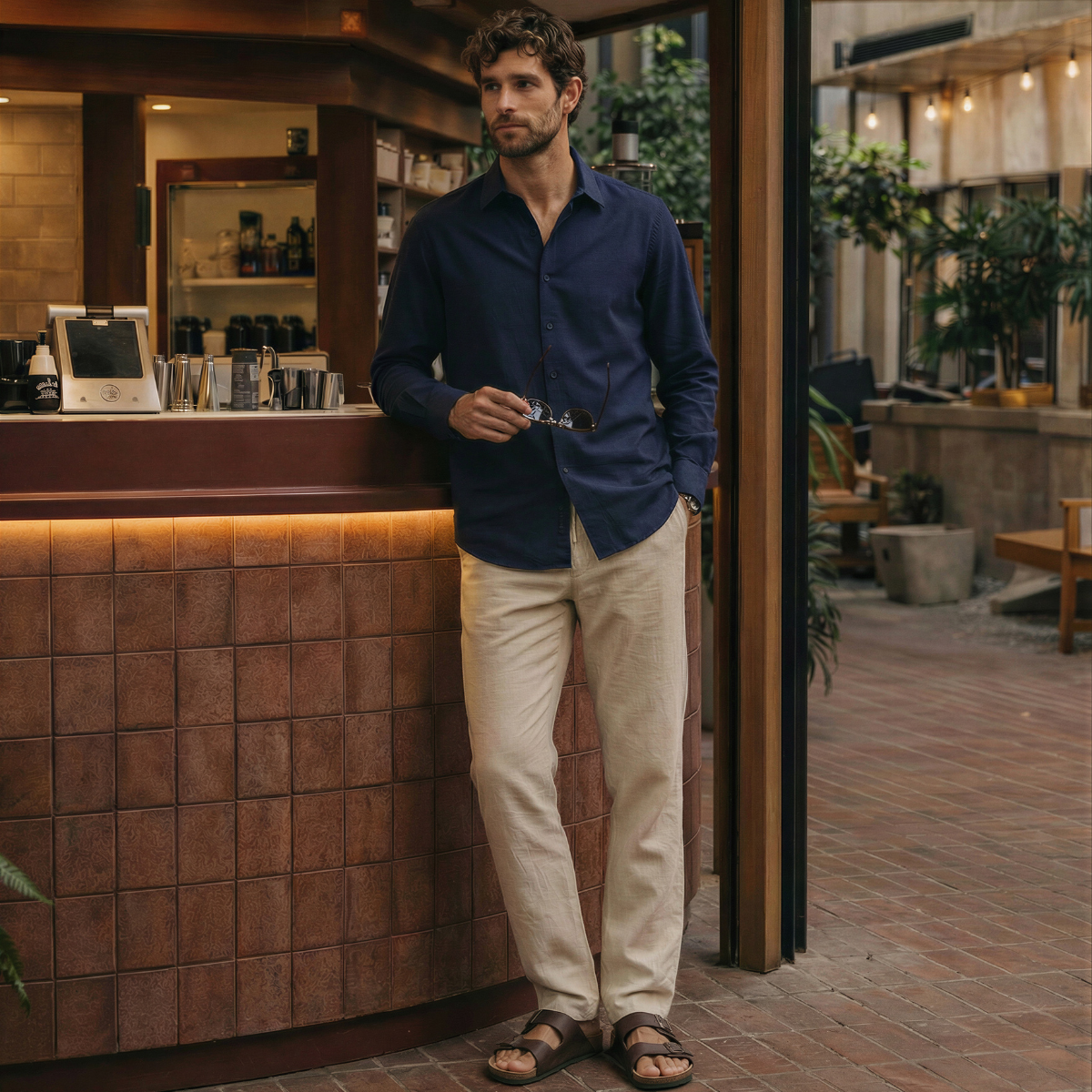 Camisa manga larga con lino Alian