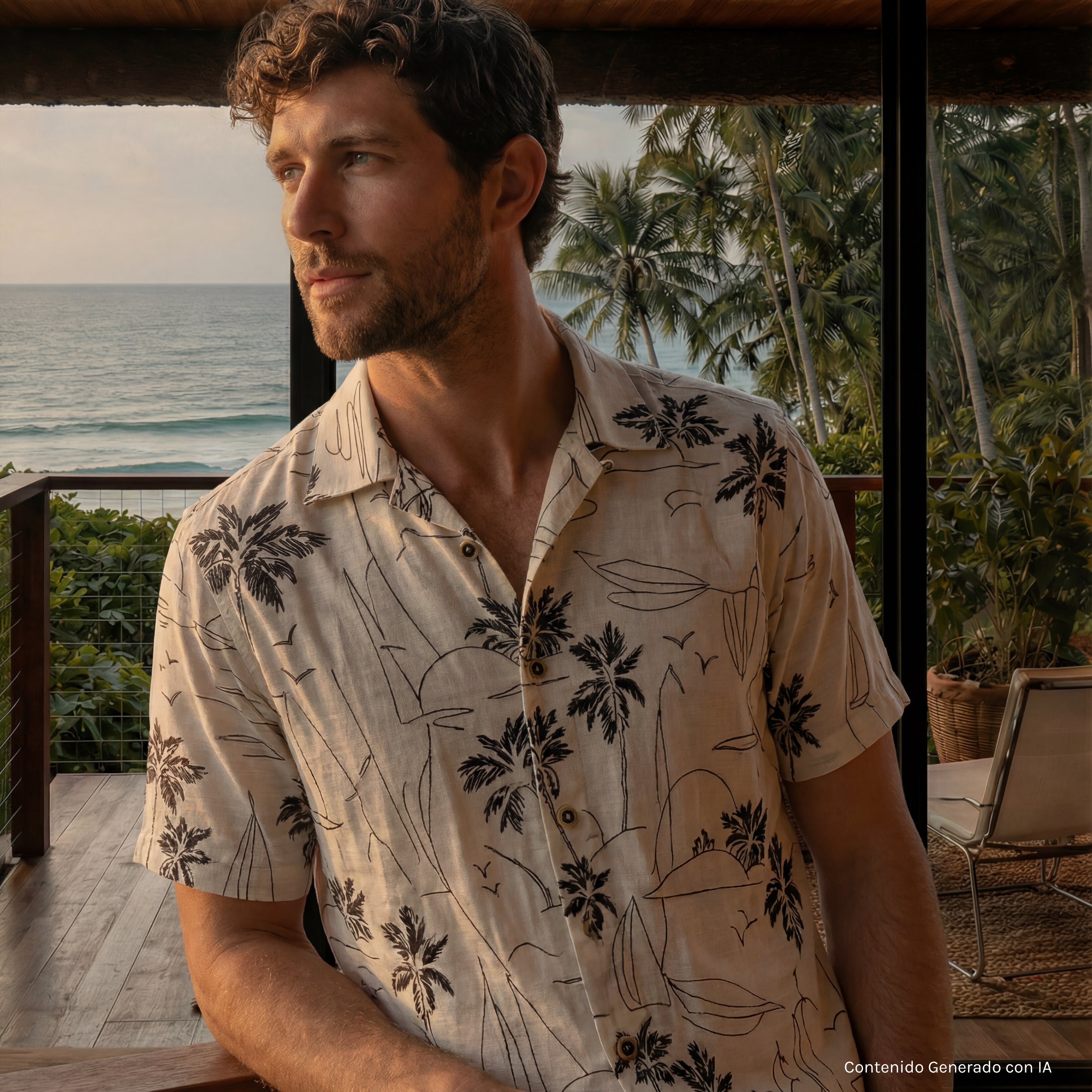 Camisa hawaiana Black Lines XXL