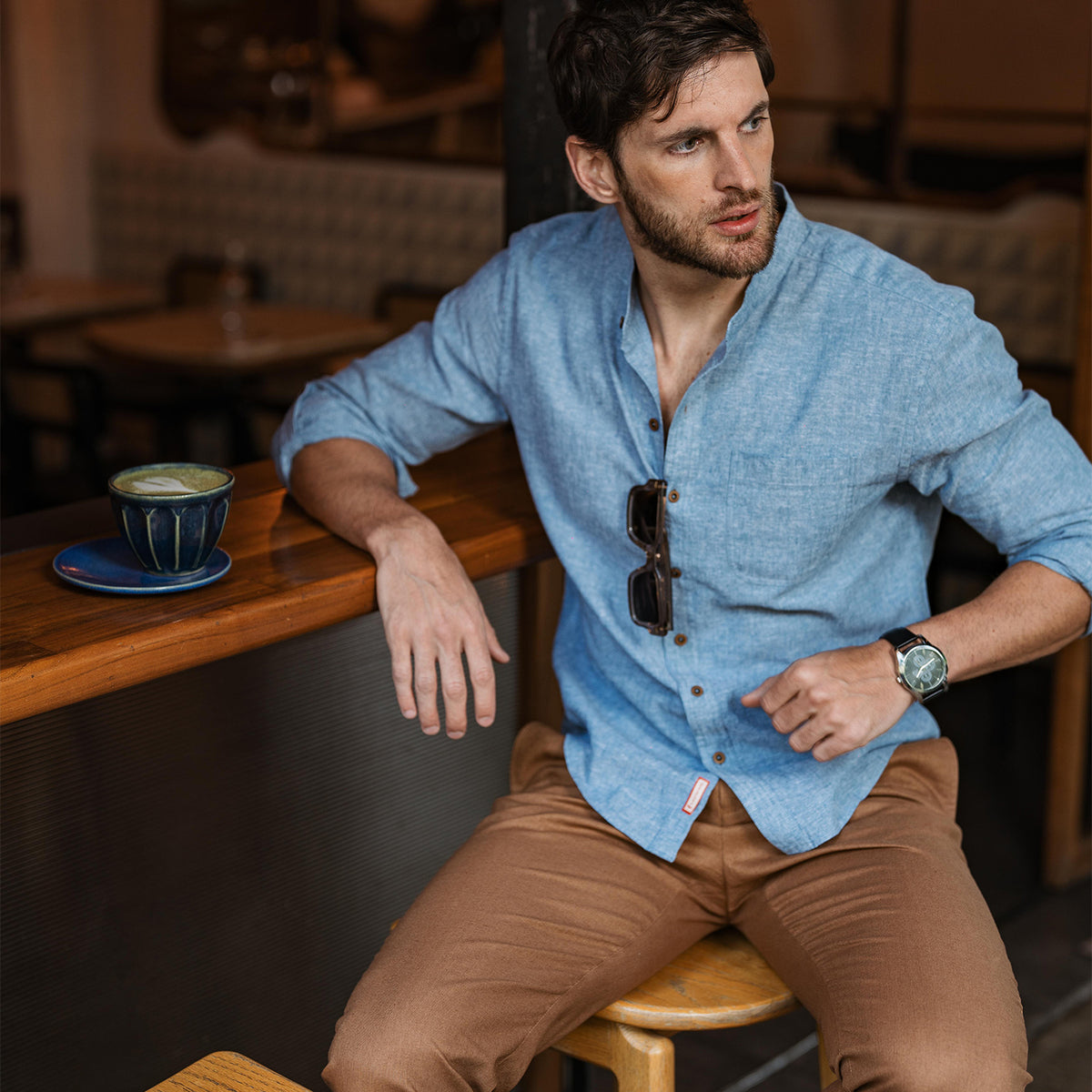 Camisa Manga Larga con Lino Davide