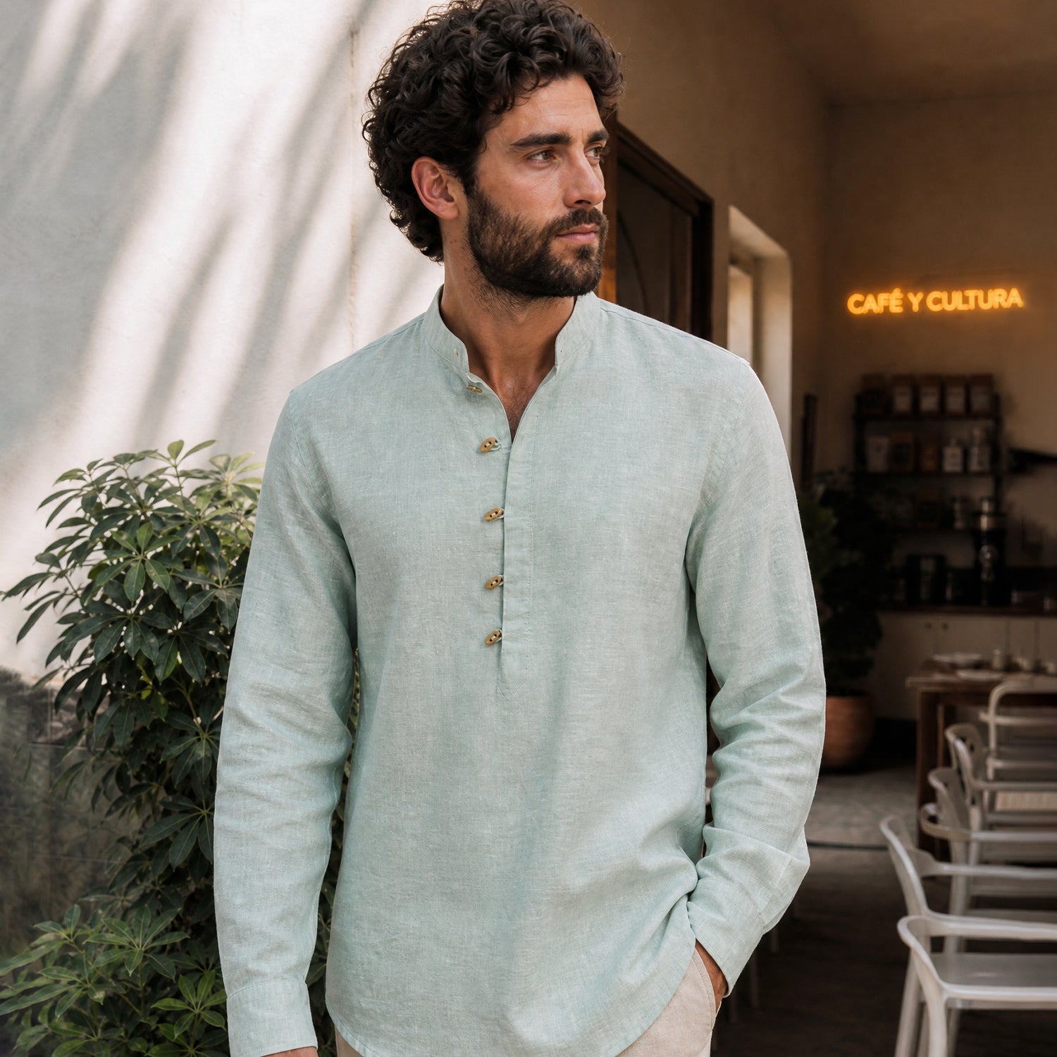 Camisa Manga Larga con Lino Manfred