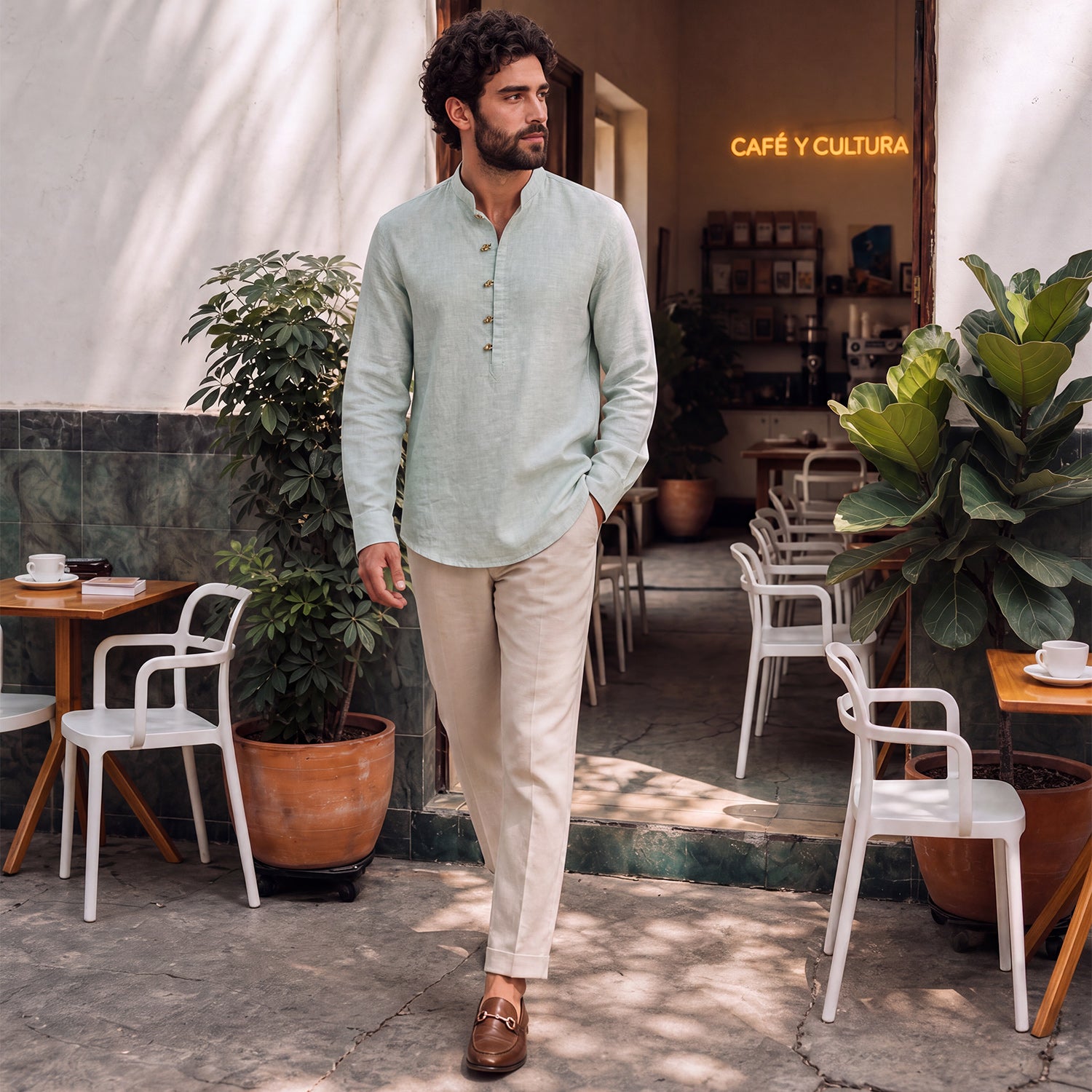 Camisa Manga Larga con Lino Manfred