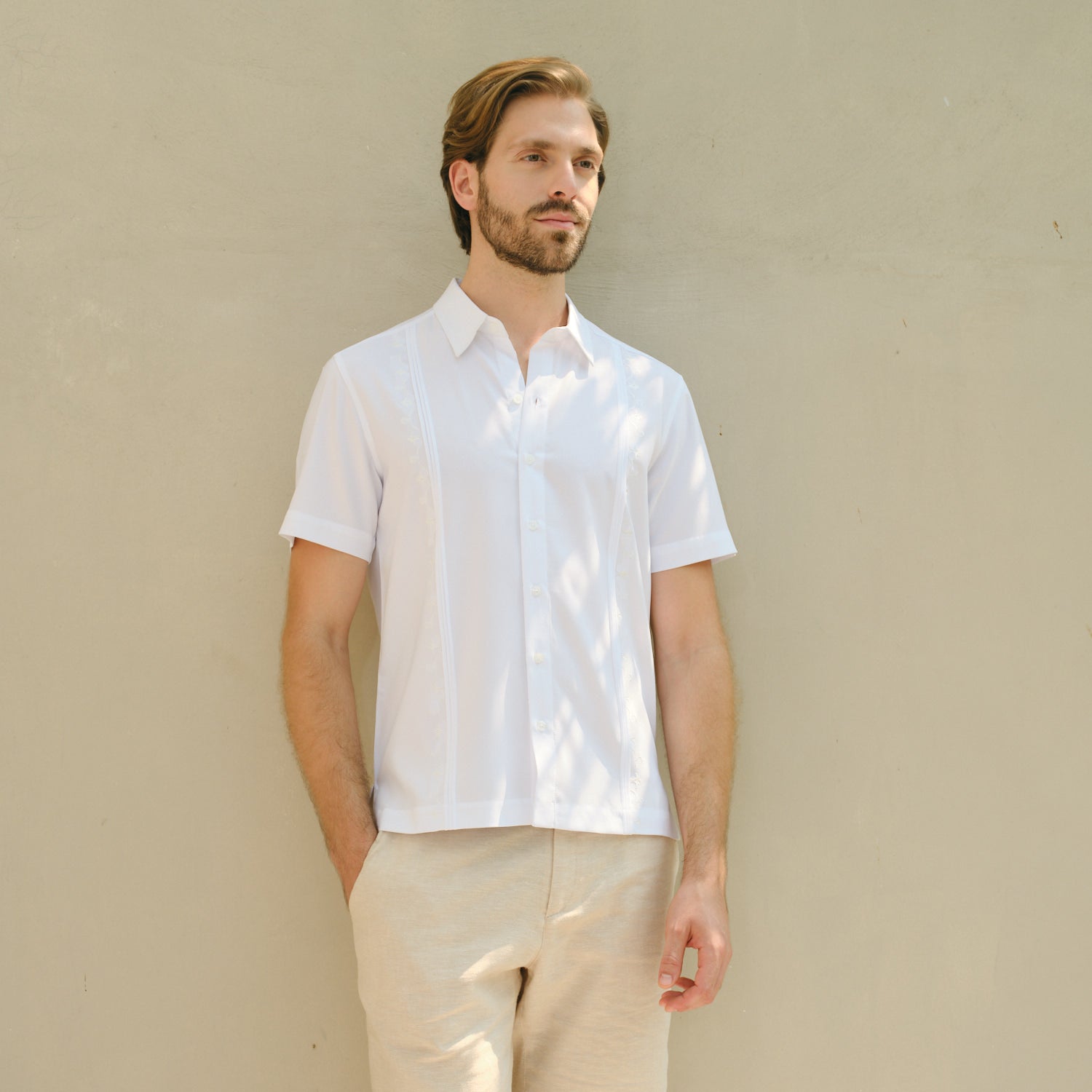 camisa manga corta blanca votori medio cuerpo