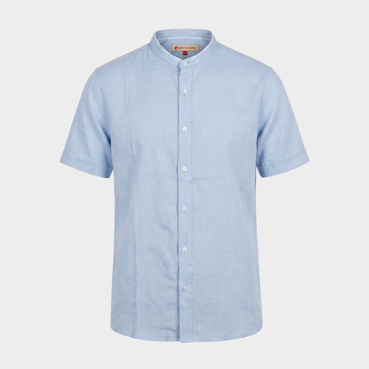 Camisa Cuello Mao para Hombre Cielo