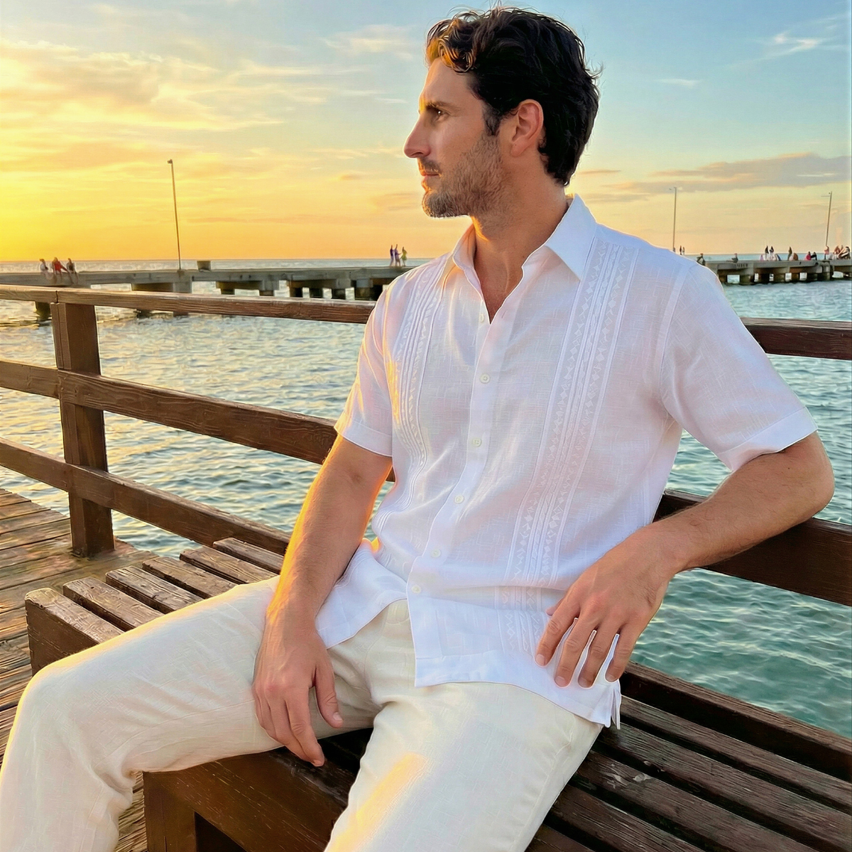 Camisa guayabera manga corta Lark