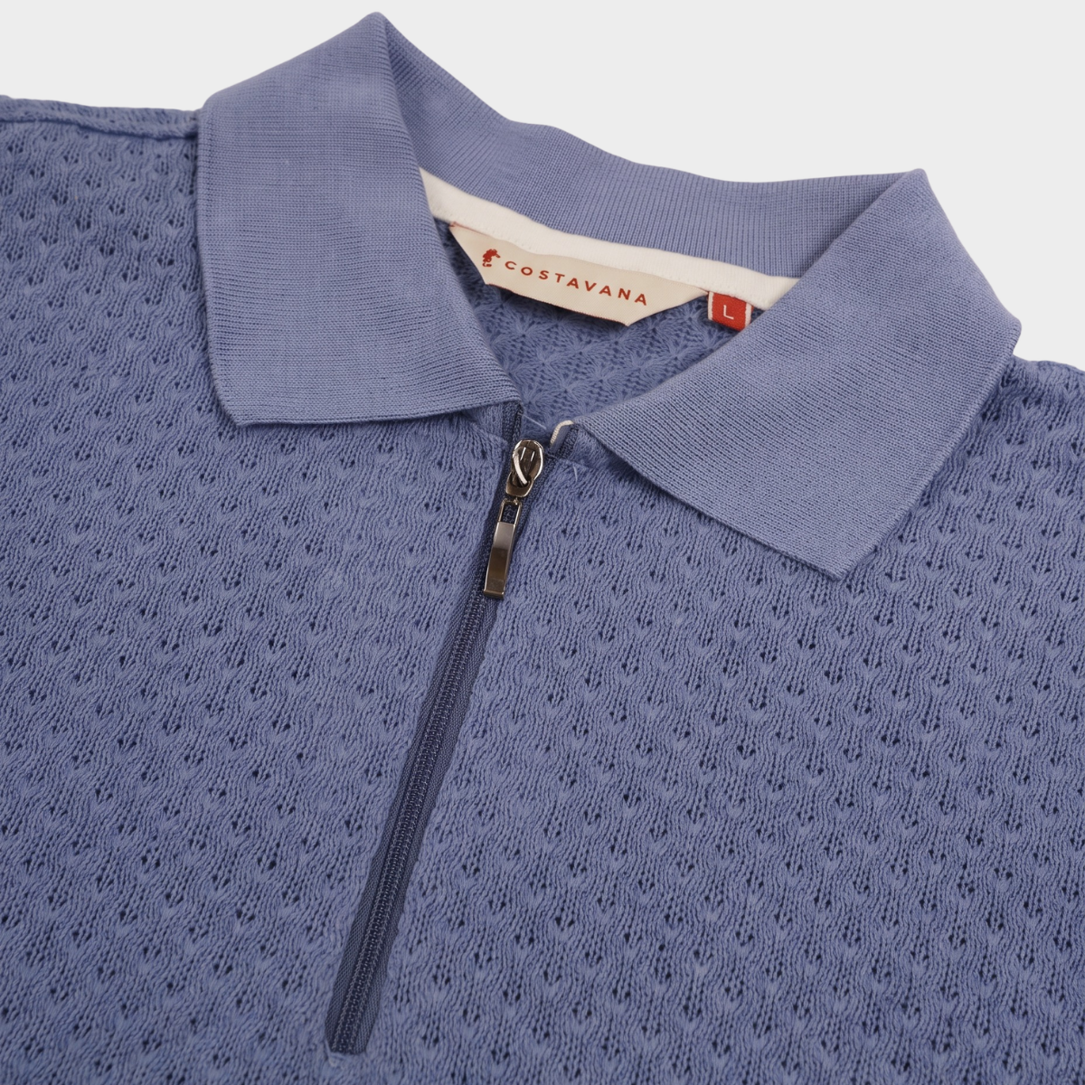 Camisa Polo para Hombre con Cierre Azul