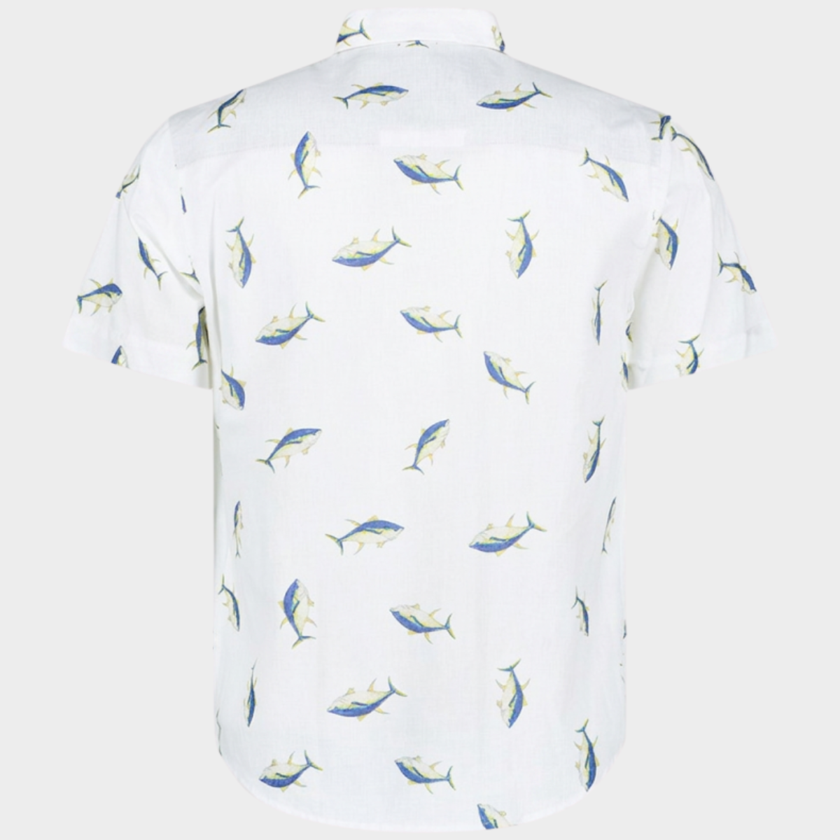 Camisa Estampada Manga Corta Con Lino Atún