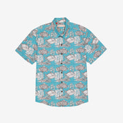 Camisa hawaiana con estampado marino azul y blanco