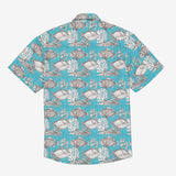 Camisa hawaiana con estampado marino azul y blanco