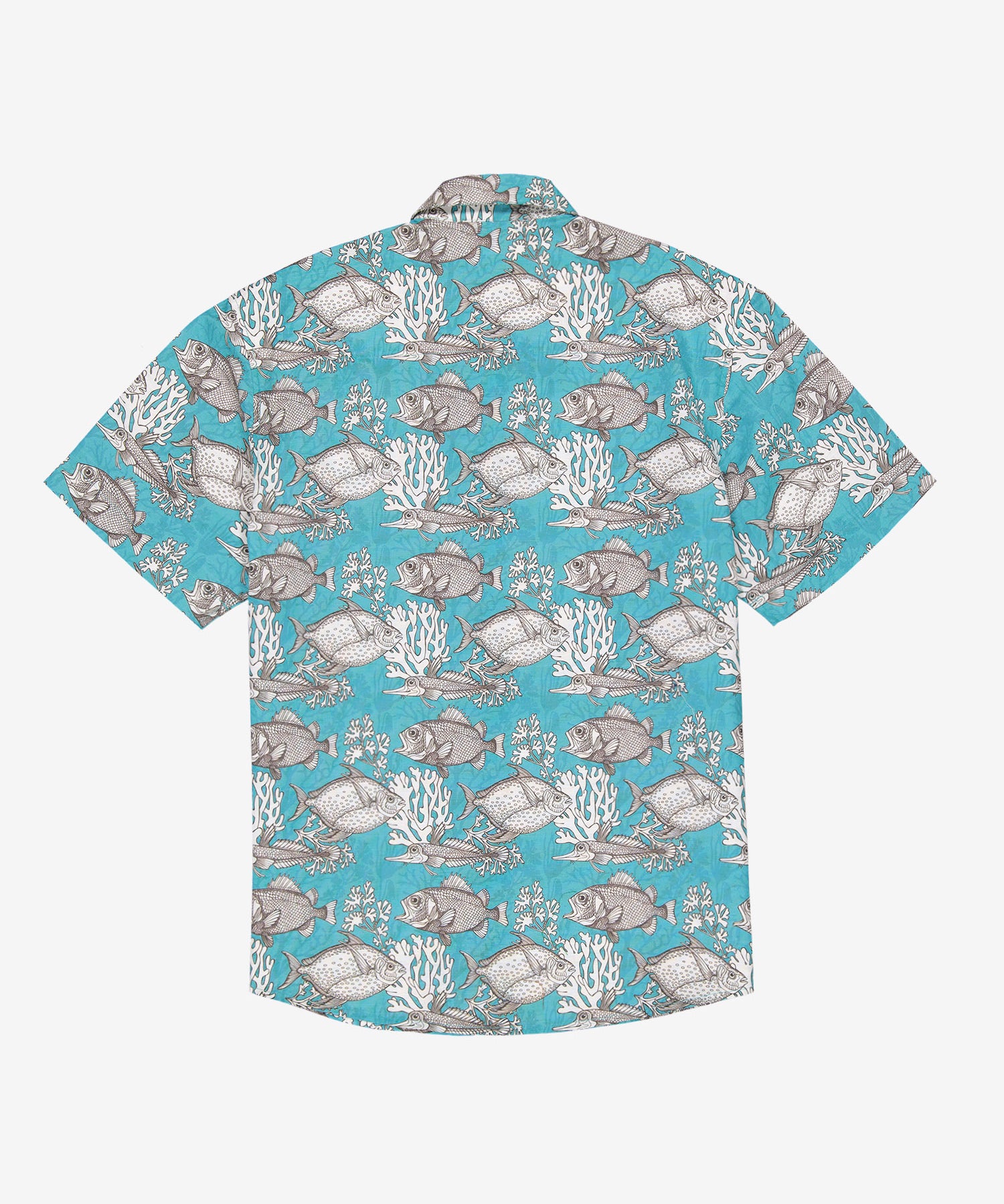 Camisa hawaiana con estampado marino azul y blanco