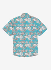 Camisa hawaiana con estampado marino azul y blanco