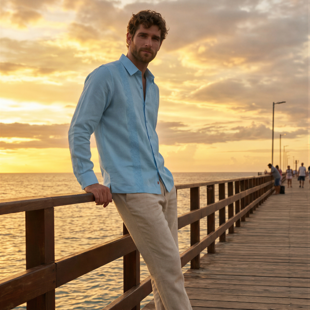 Camisa guayabera manga larga Bikon