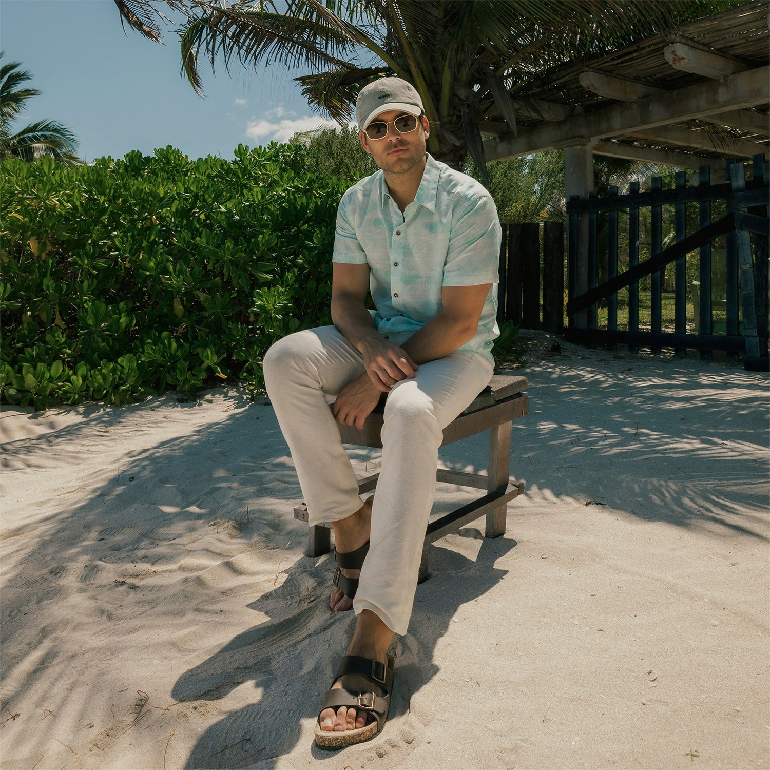 Camisa hawaiana manga corta Aqua
