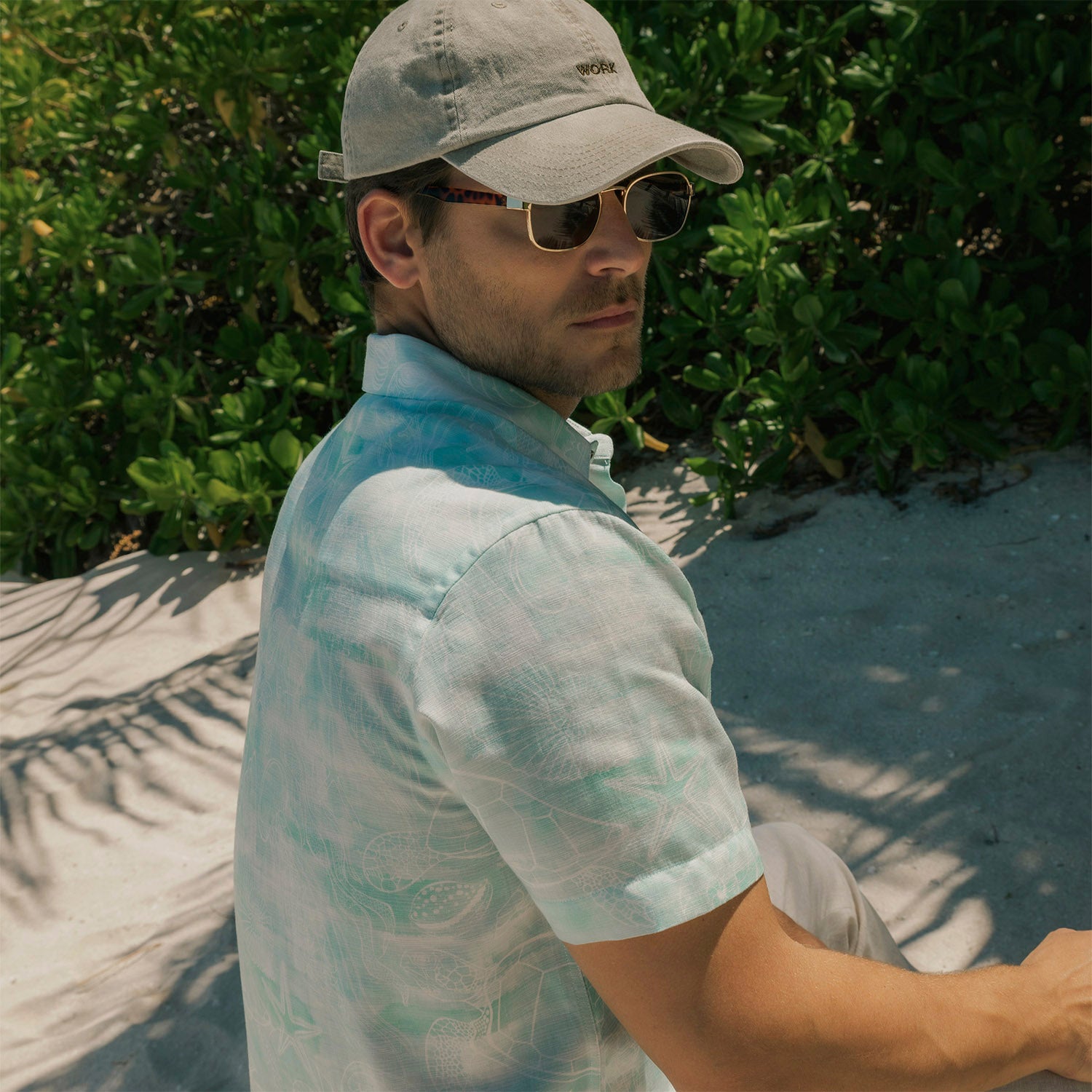 Camisa hawaiana manga corta Aqua