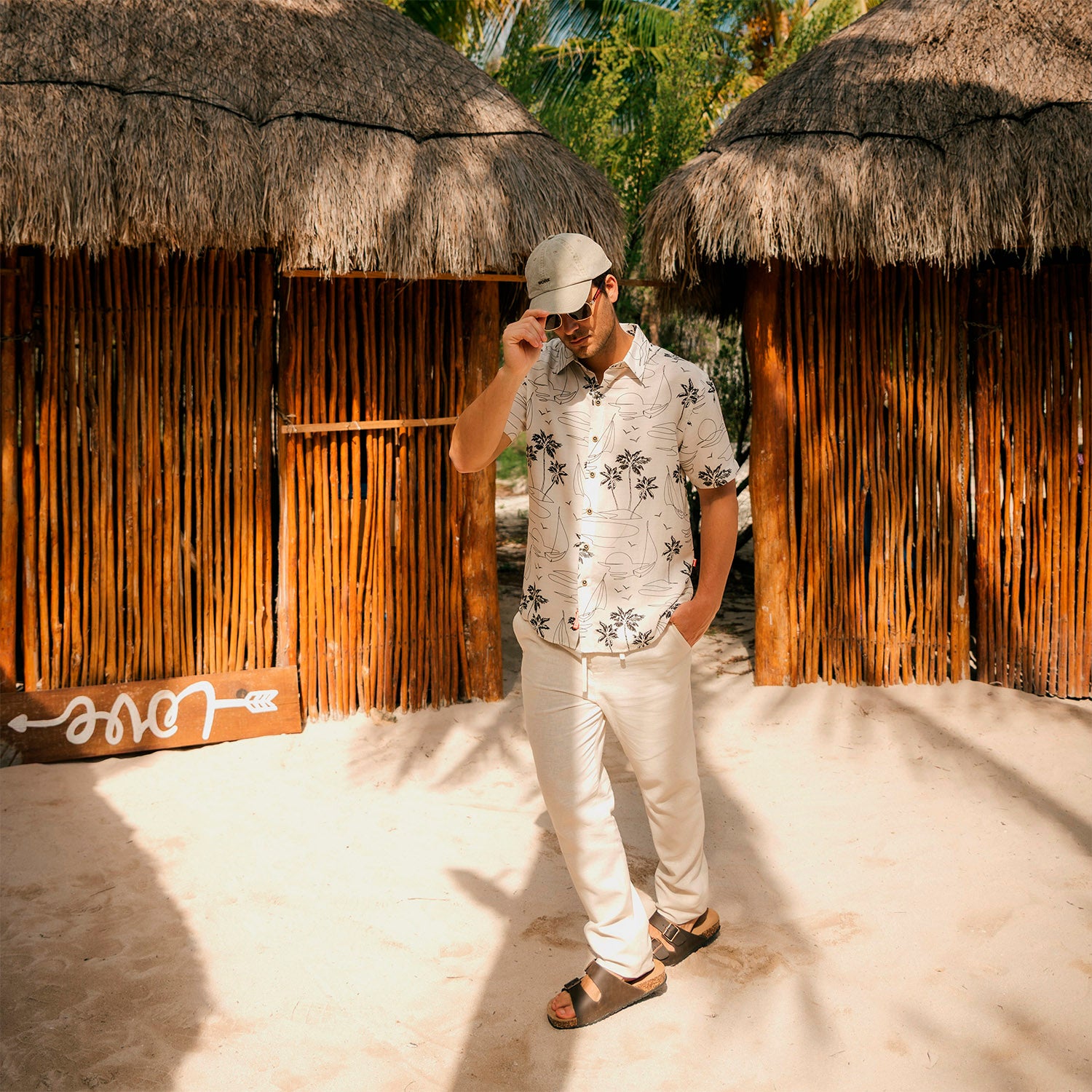 Camisa hawaiana manga corta Black Lines