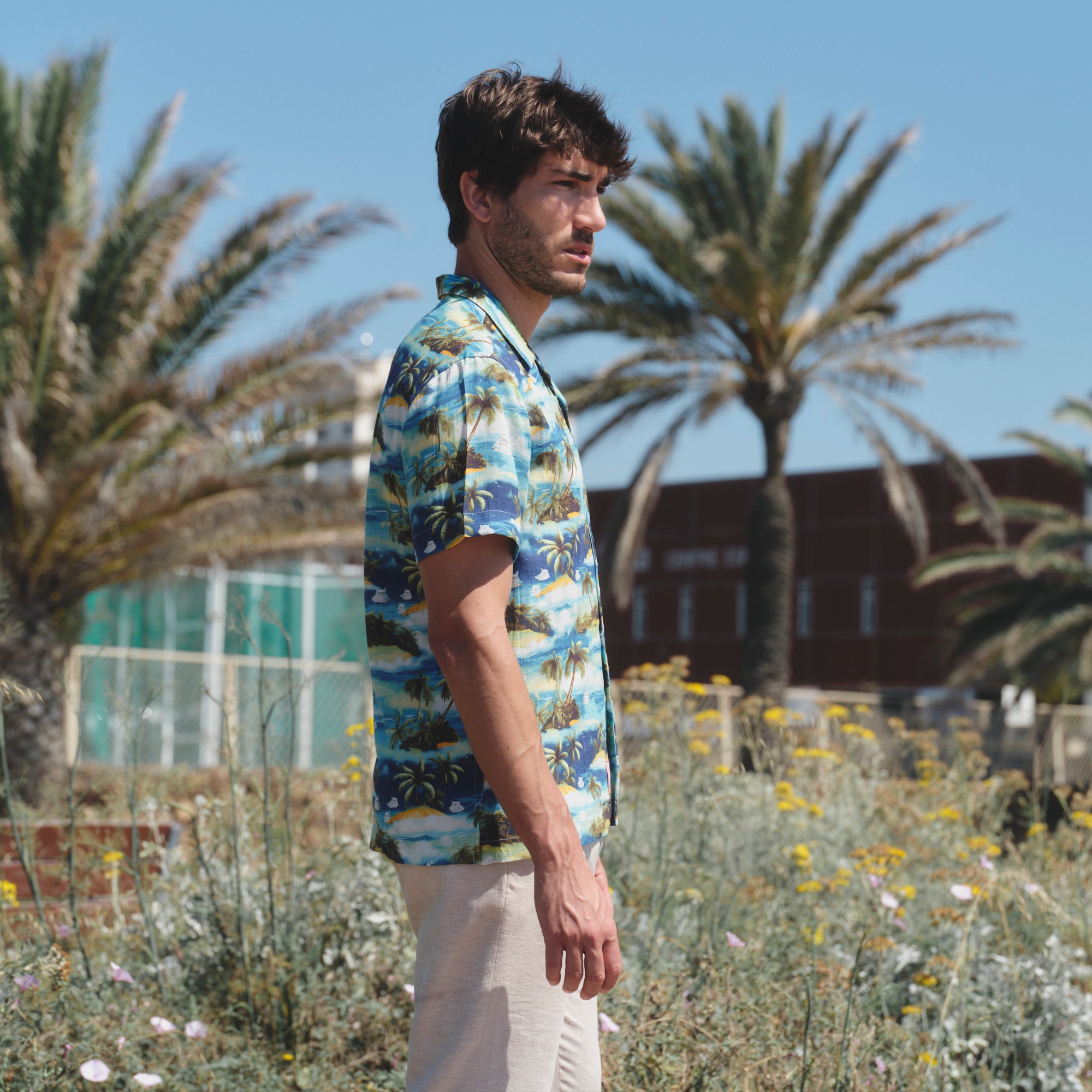 Camisa hawaiana manga corta Green Island