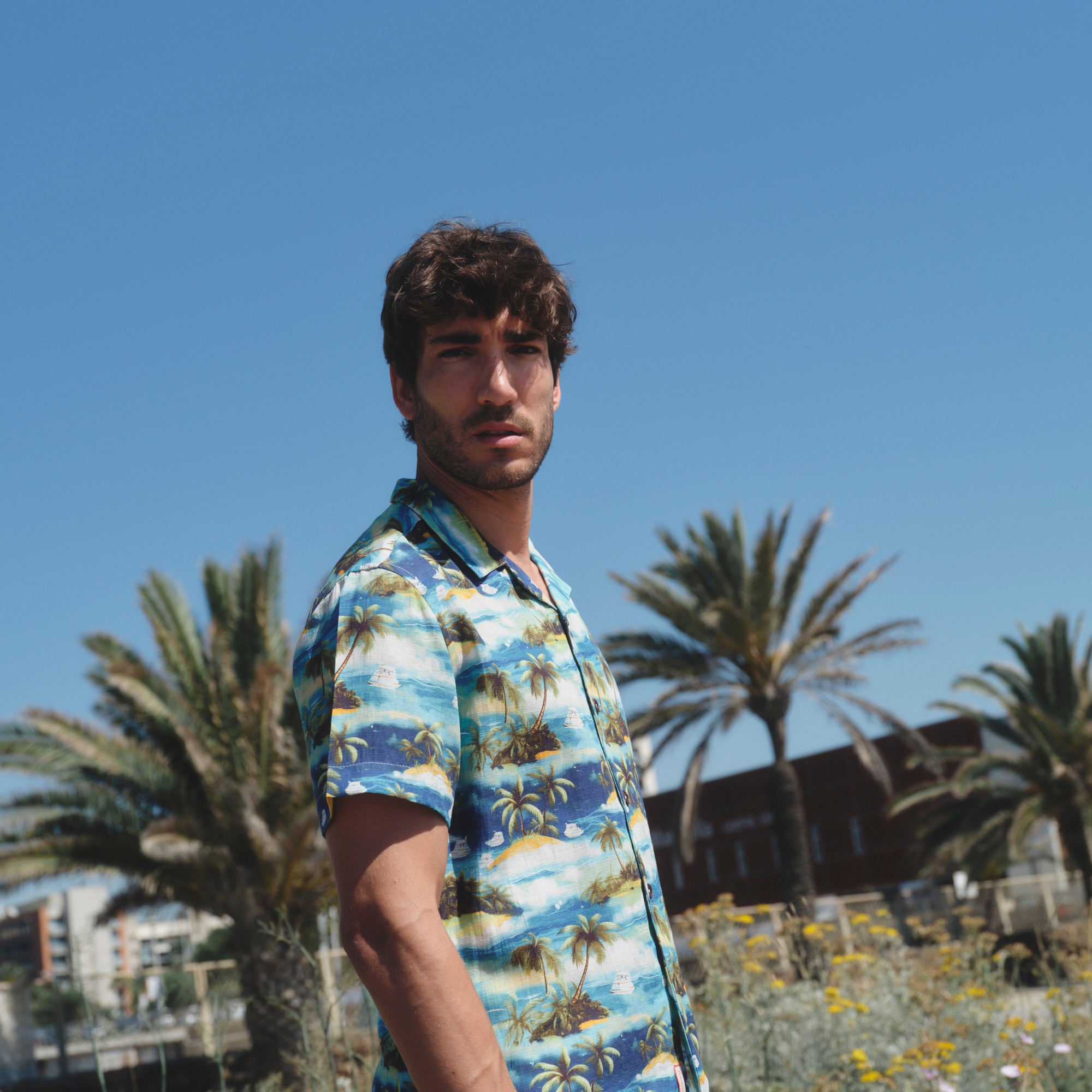 Camisa hawaiana manga corta Green Island
