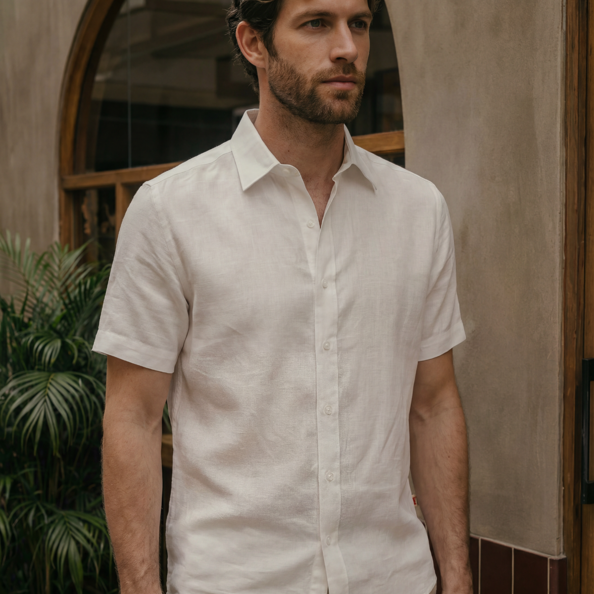 Camisa manga corta con lino Alian