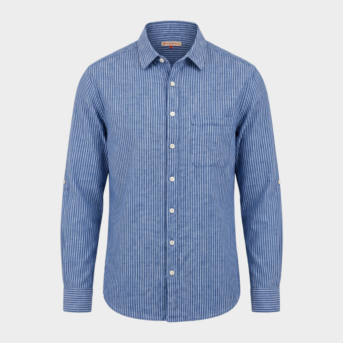 Camisa manga larga 100% lino Marino Rayas