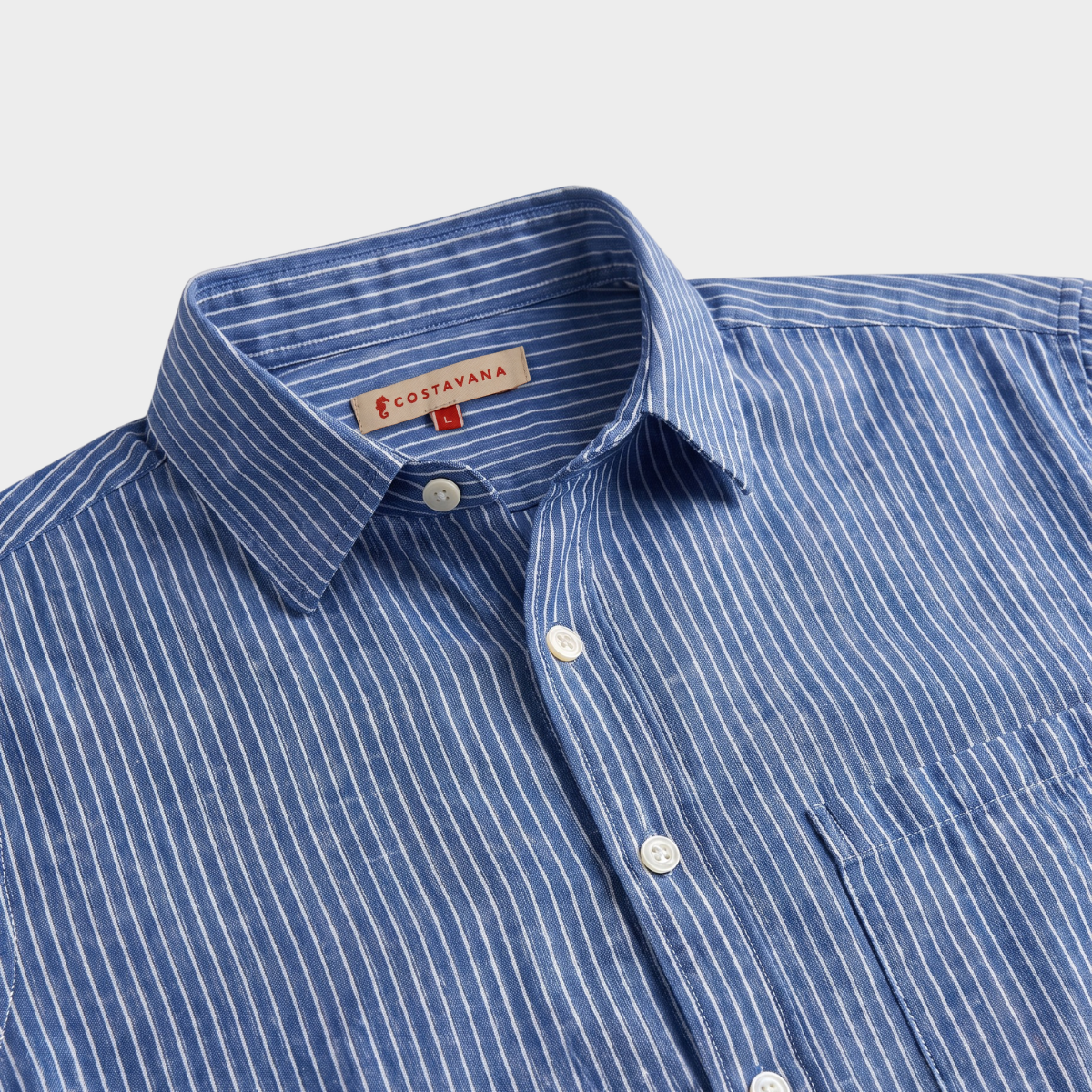 Camisa manga larga 100% lino Marino Rayas