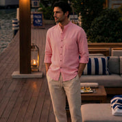 Camisa manga larga con lino Davide