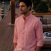 Camisa manga larga con lino Davide