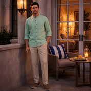 Camisa manga larga con lino Davide