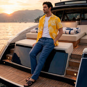 Camisa hawaiana manga corta Yellow Flowers