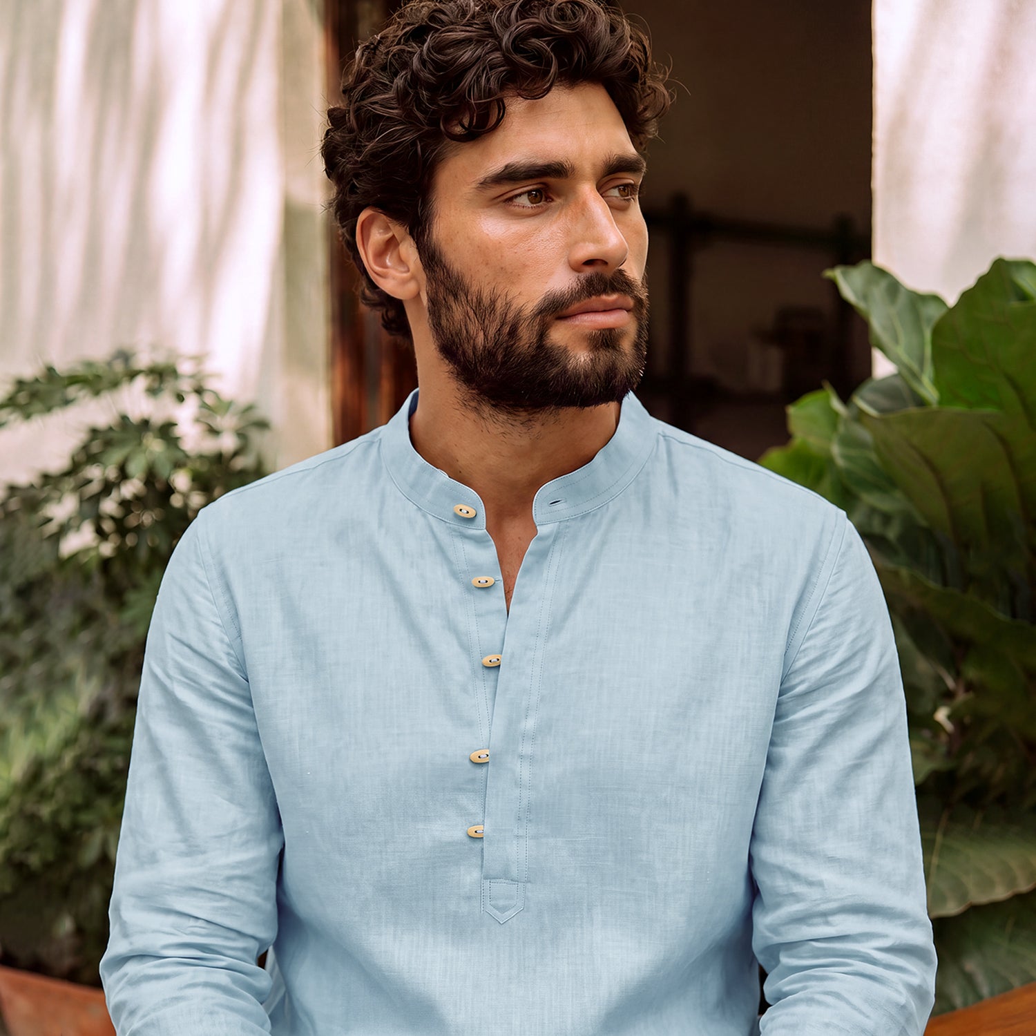 Camisa Manga Larga con Lino Manfred