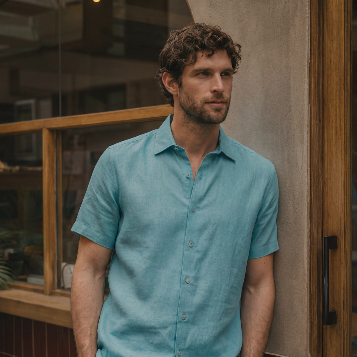 Camisa manga corta con lino Alian