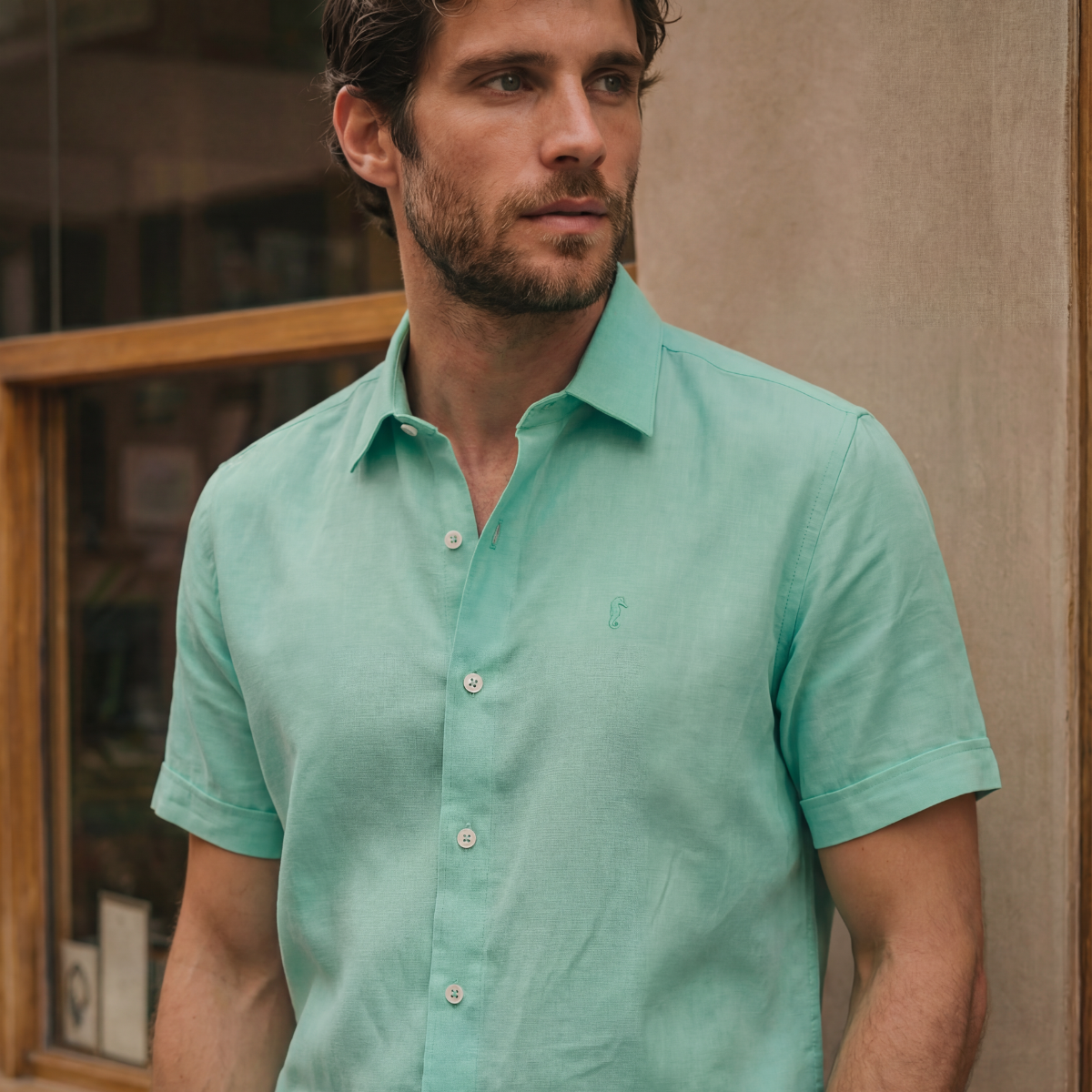 Camisa manga corta con lino Arlo