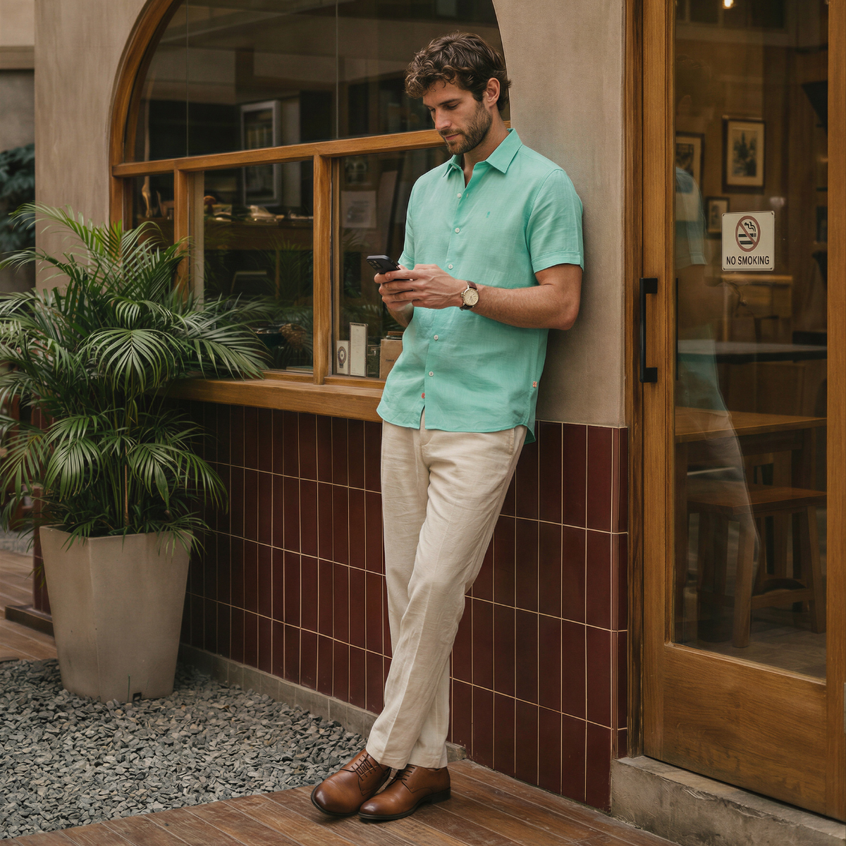 Camisa manga corta con lino Arlo