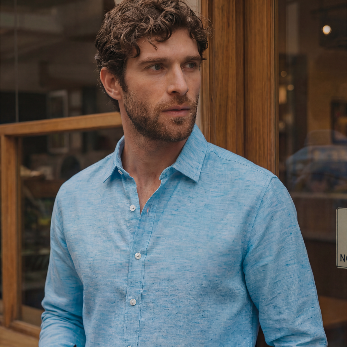 Camisa manga larga con lino Biel