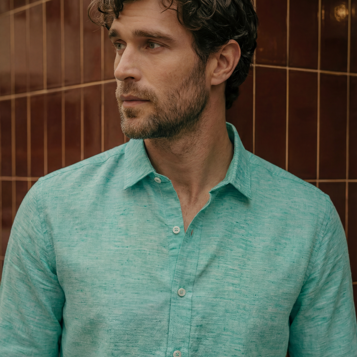 Camisa manga larga con lino Biel