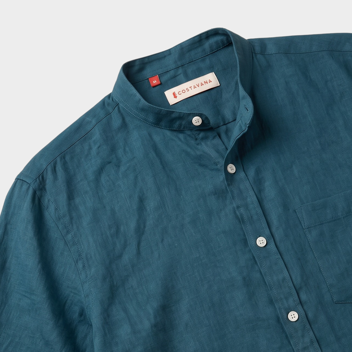 Camisa Manga Corta Cuello Mao Blue Coral