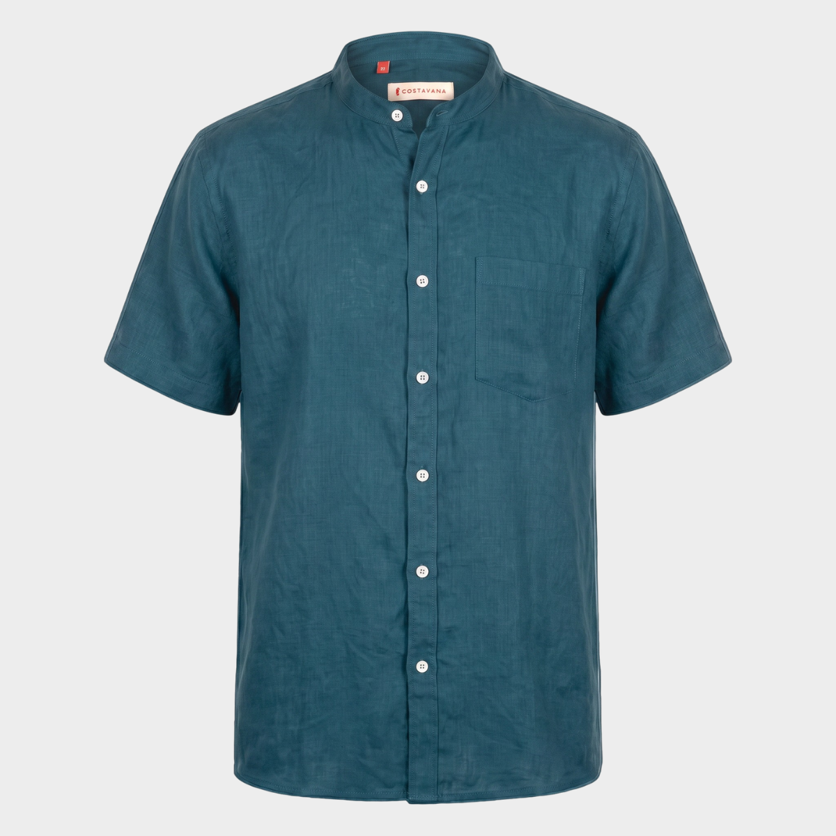 Camisa Manga Corta Cuello Mao Blue Coral