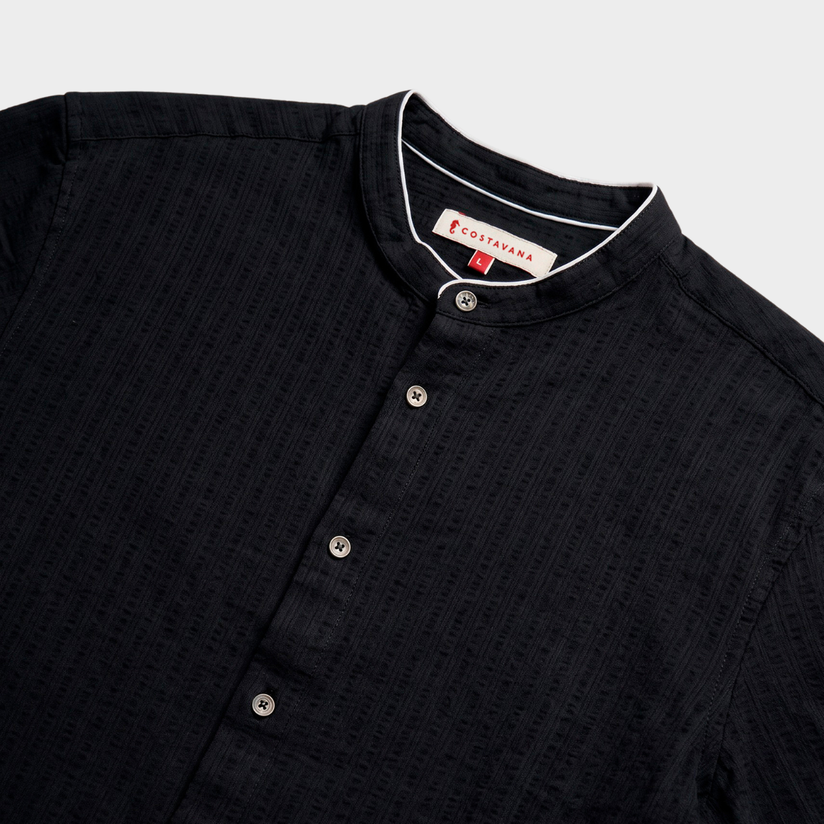 Camisa para Hombre con Cuello Mao Negro