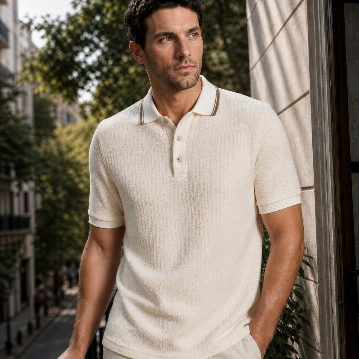 Camisa Polo Clásica para Hombre Ivory