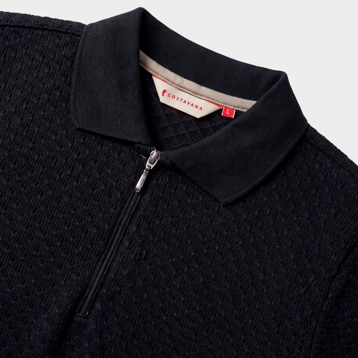 Camisa Polo para Hombre con Cierre Negro