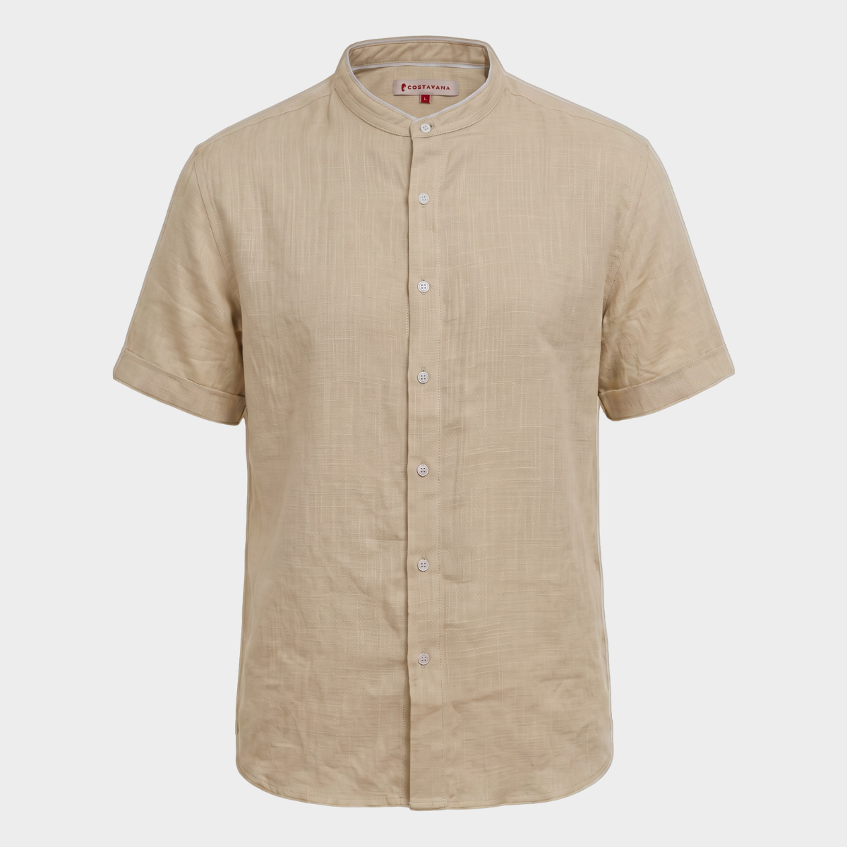 Camisa Cuello Mao para Hombre Beige