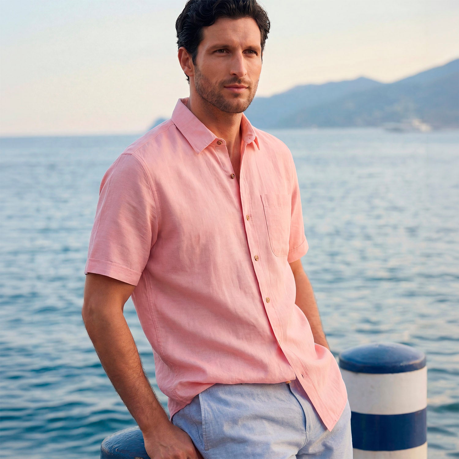 Camisa manga corta con lino Davi XXL