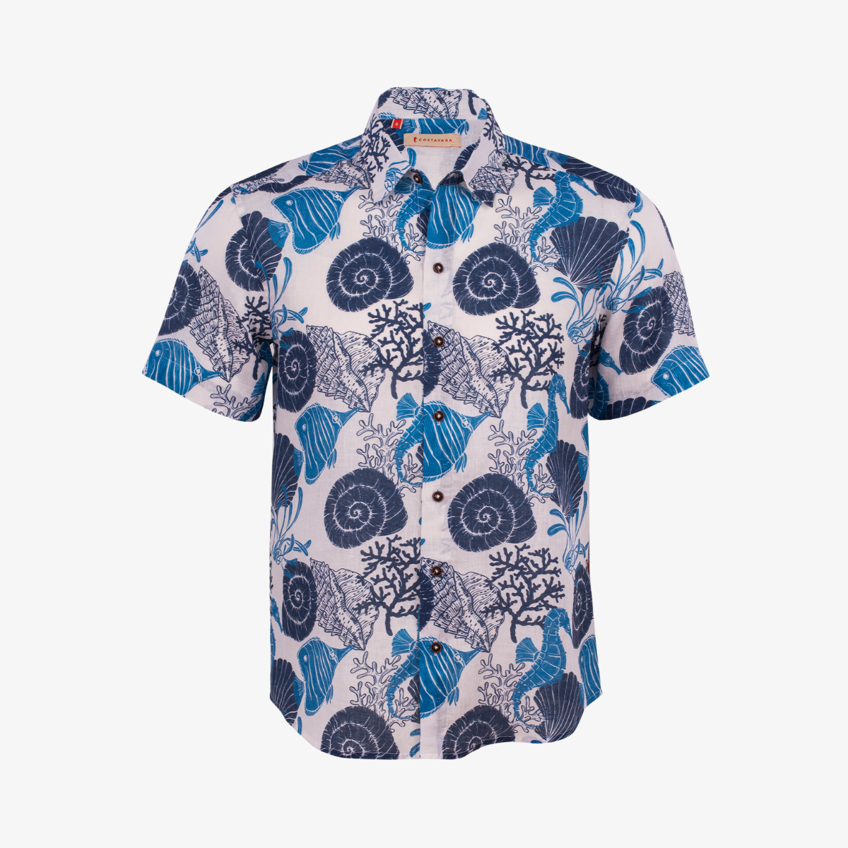 Camisa de estilo hawaiano con diseño marino