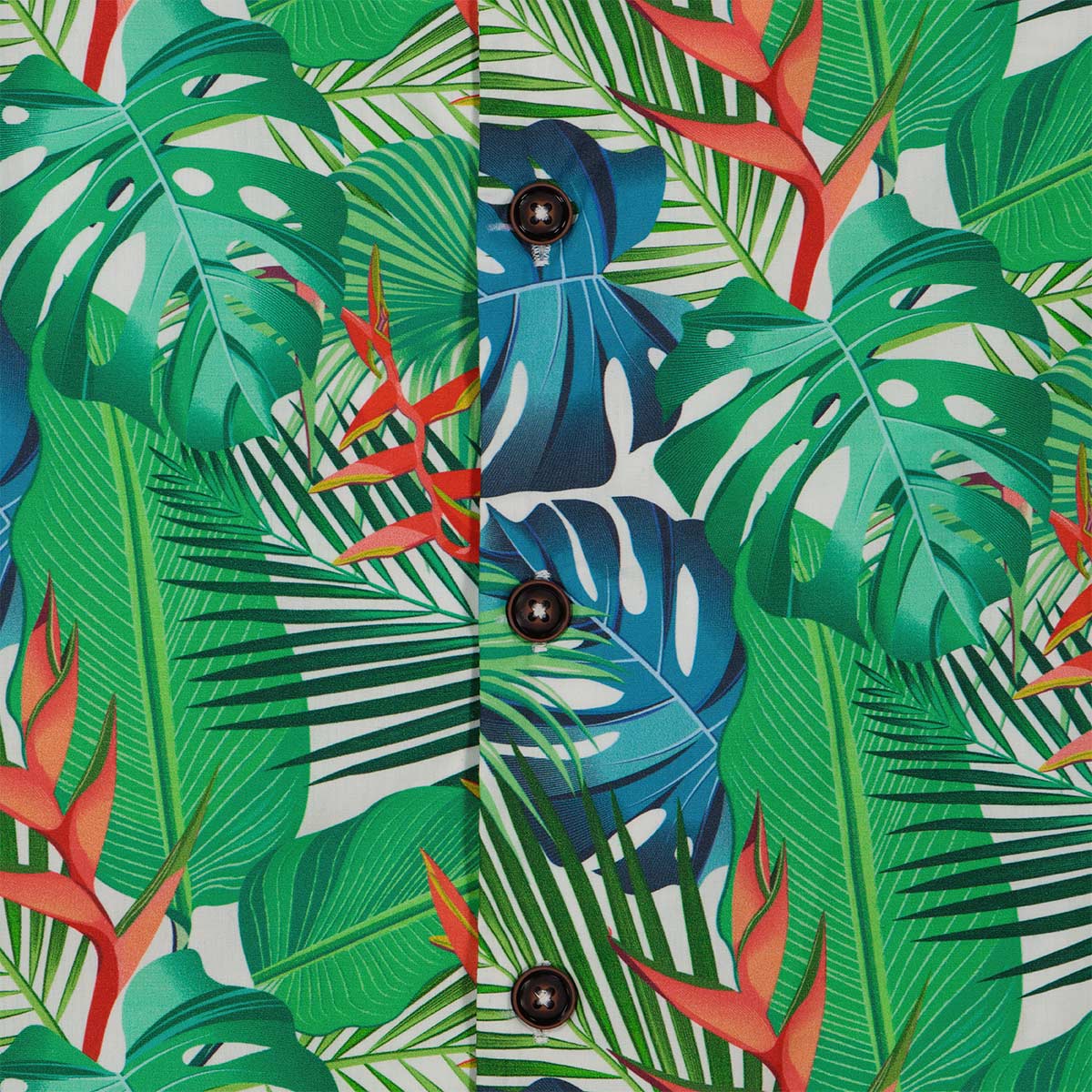 Estampado con diseño de hojas tropicales.