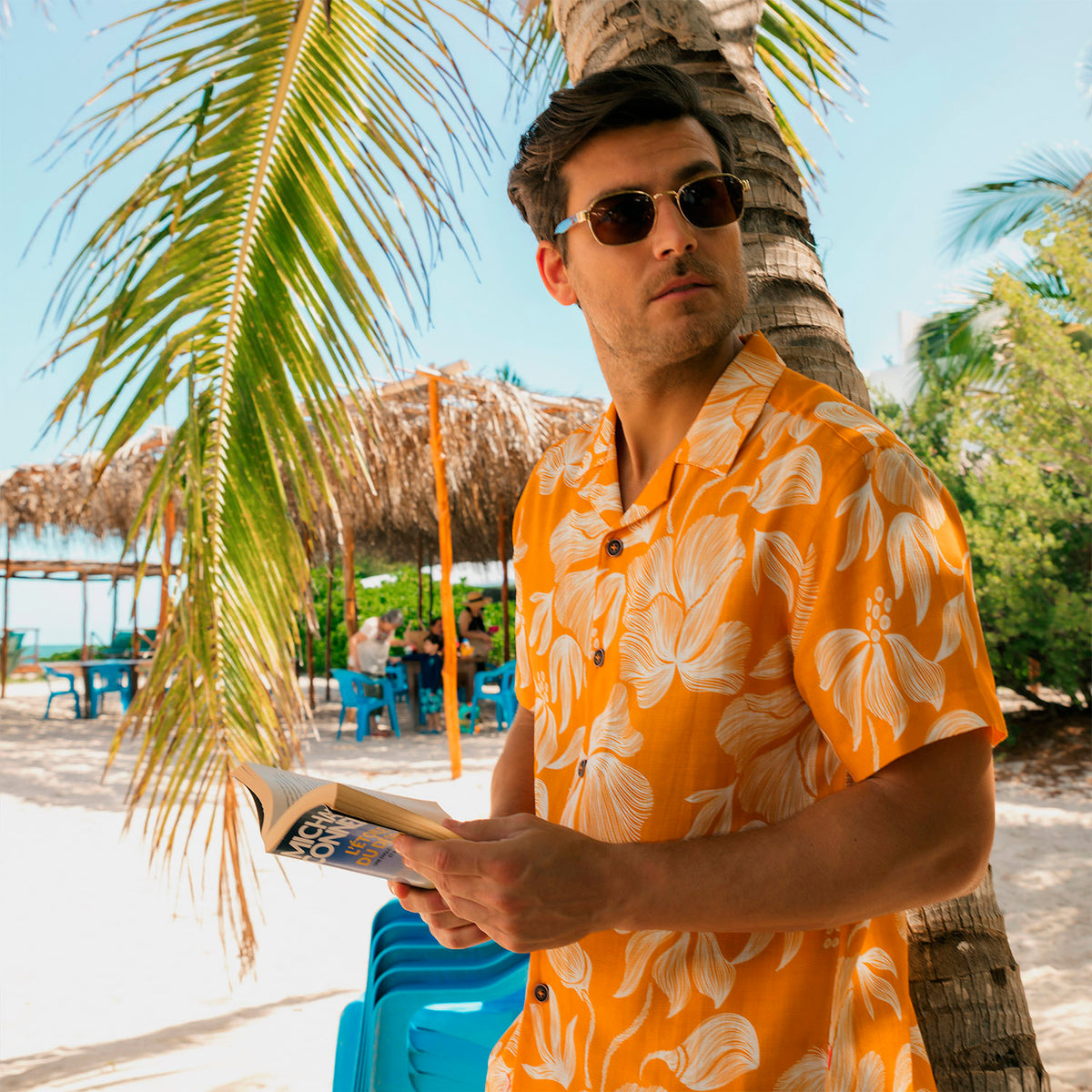Camisa hawaiana manga corta Yellow Flowers