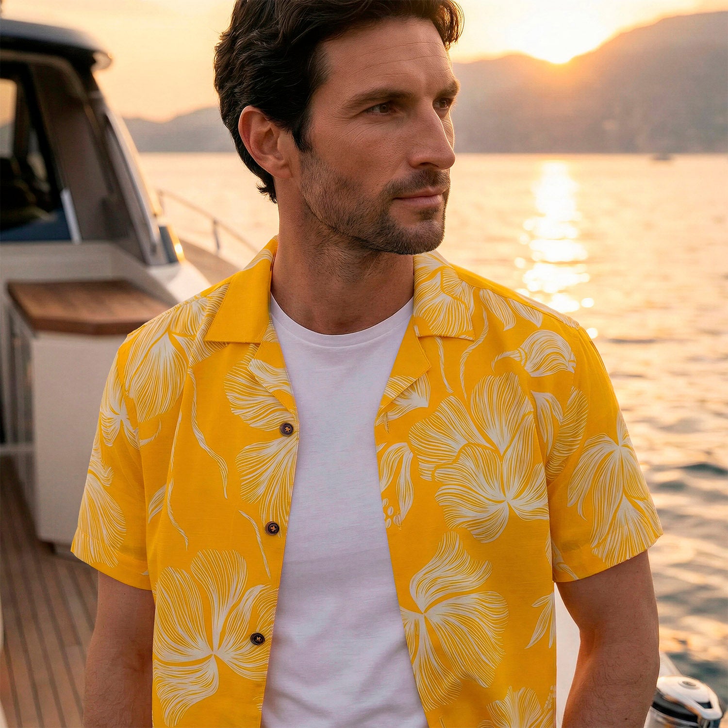 Camisa hawaiana Yellow Flowers XXL