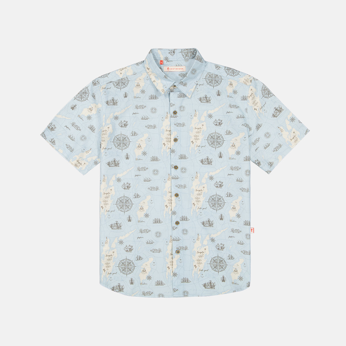 Camisa hawaiana hombre estampado mapa